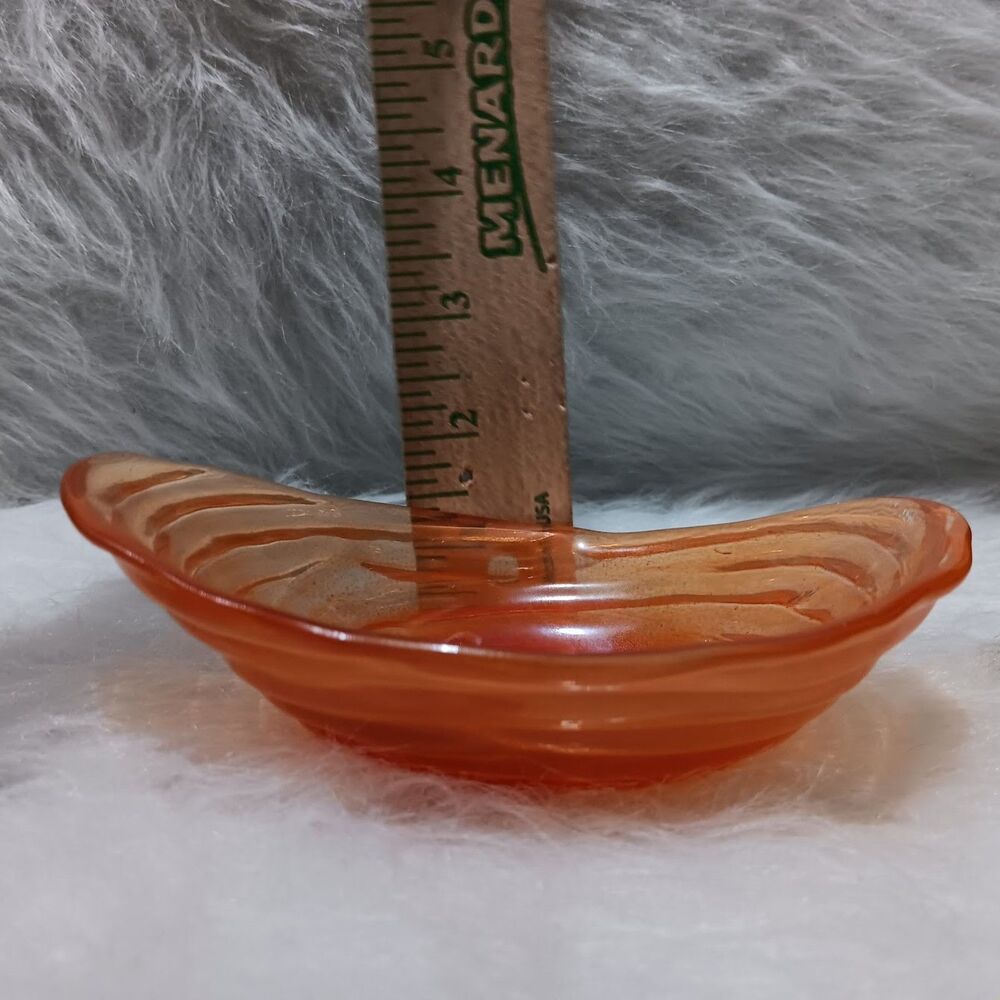 vintage orange art glass candy dish - Picture 2 of 6